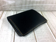 Black color leather wallet 6 pockets vertical style