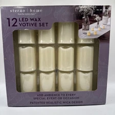 NEW Sterno Home LED Wax Votive Candles 12 Pack,  Battery Included