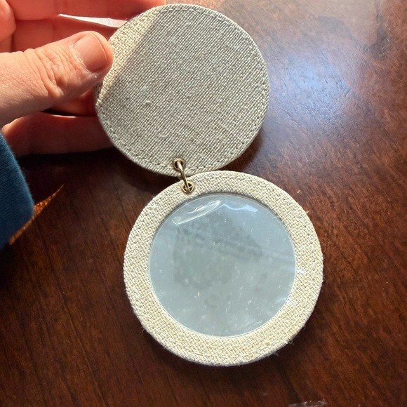 Christian Dior Beige Canvas Round Mirror Keychain Bag Charm thumbnail 4