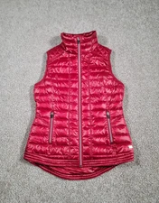Tommy Hilfiger Puffer Vest Jacket Size XS Red Down Filled Quilted Mock Preppy