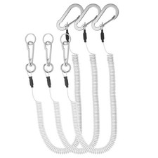 3pcs Retractable Spring Coil Straps, 6" Lanyard Cord with Rotatable Clip Clear