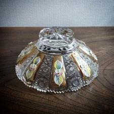 Bohemia Nitsche Crystal Glass Bowl Flowers Czech 24% PbO Used