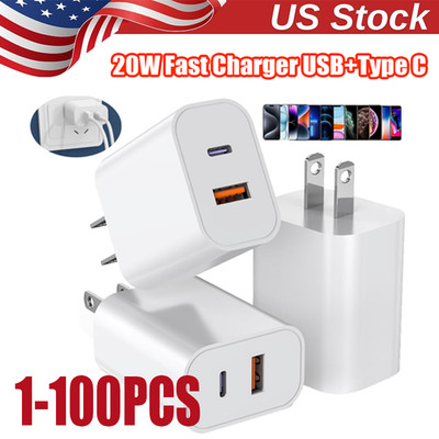 For iPhone 17 16 15 11  20W Fast Charger Block USB Type C Wall Power Adapter Lot