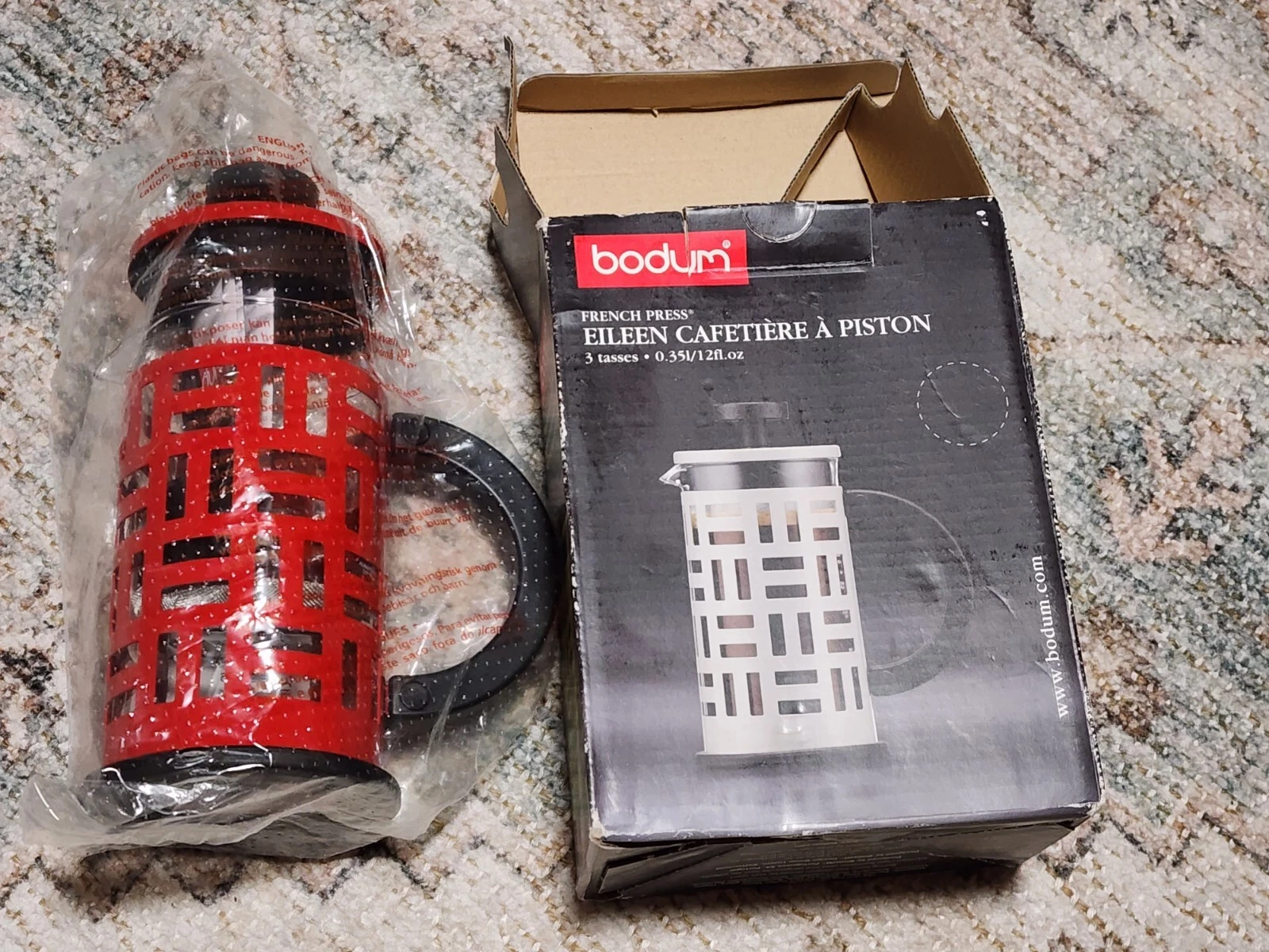 Rare Color Bodum 11198-913 Eileen 3-Cup Coffee Maker, 12-Ounce, Red