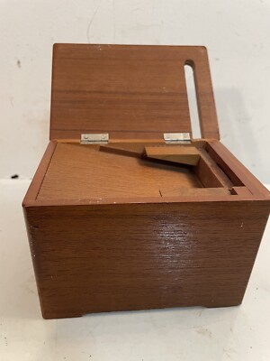 Vintage Musical Cigarette Box Storage Dispenser Wood w/Bronze Eagle 6”  Tobacco