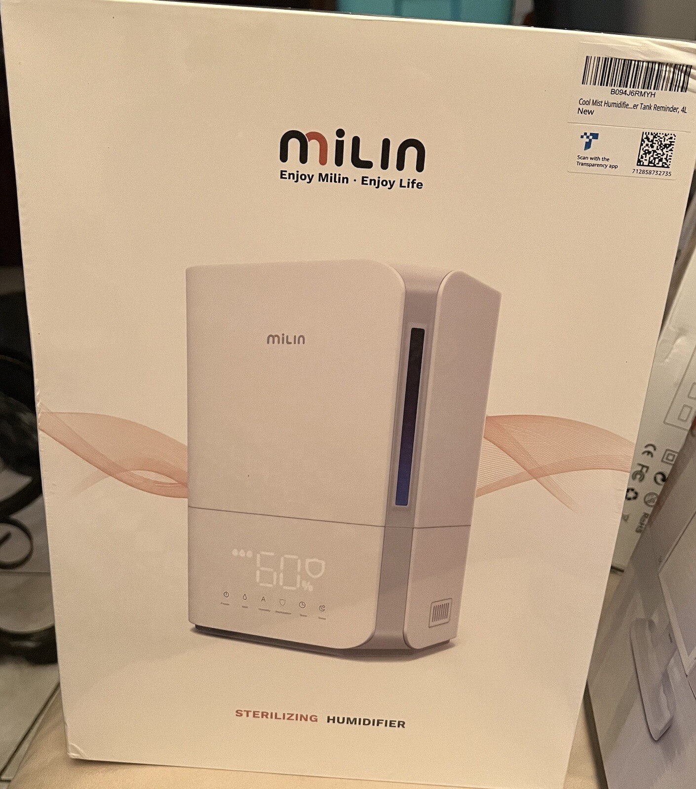MILIN Cool Mist Air Vaporizer Essential Oil Diffuser, 3 Levels 8H Timer; MLHM002
