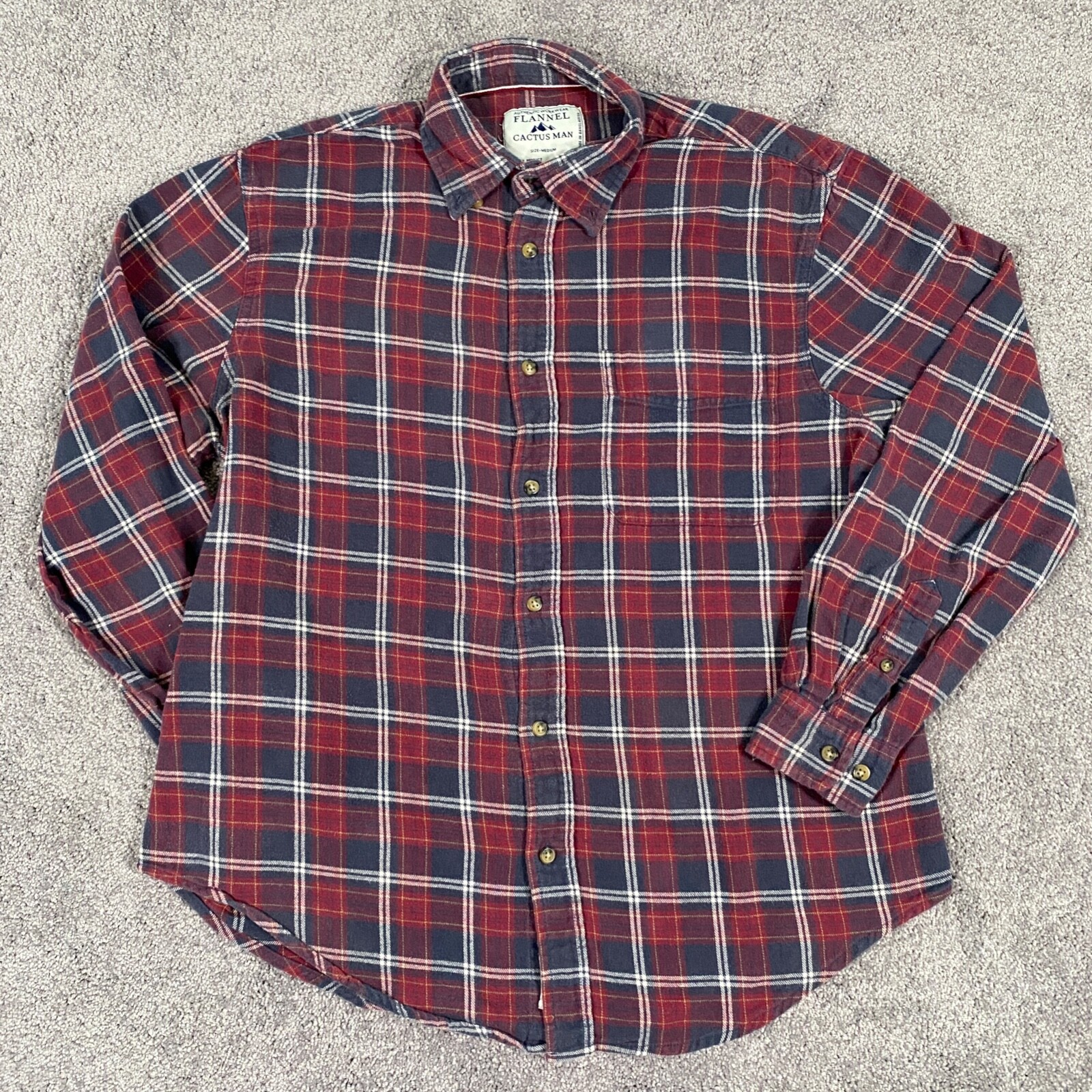 Cactus Man Shirt Mens Medium Multicolor Plaid Flannel Long Sleeve ...