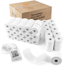 TK Thermal King 50 Rolls 2 1/4" x 165' Thermal Paper POS Receipt Paper for Re...