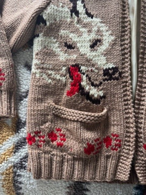 RARE 1950s DOUBLE SIDED WOLF ZIP UP COWICHAN HEAVY WOOL SWEATER | eBay