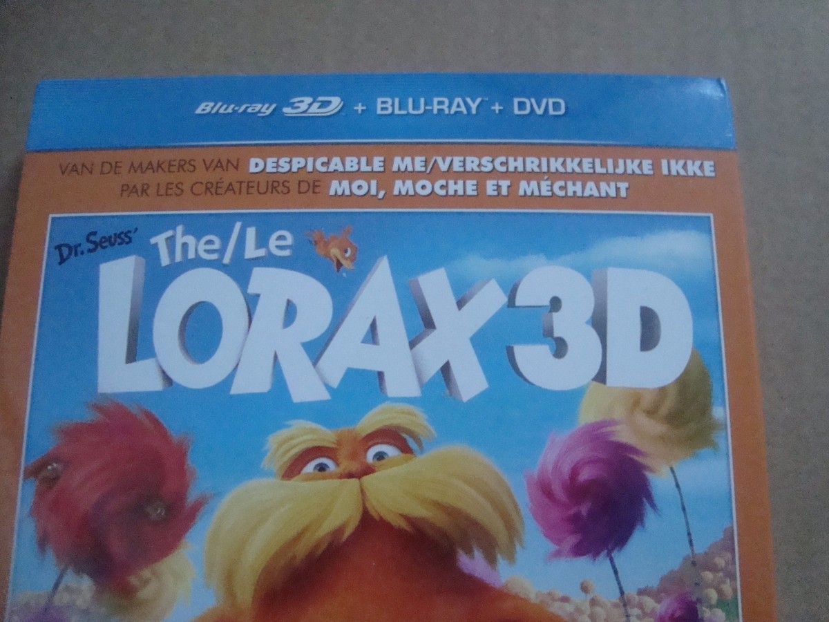 Dr.Seuss THE LORAX 3 Disc blu-ray + 3D BR + DVD + GIANT Poster