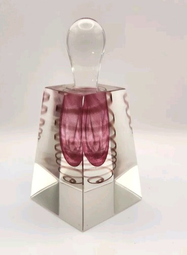 Art Glass Hand Blown Perfume Bottle W/Stopper Dabber Cranberry - Picture 6 of 11