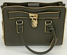 Borsa MICHAEL KORS MK marrone caffè borsa a mano bordo oro catena chiusura borsa