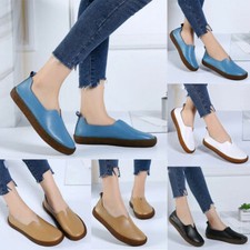 Hot Women's Moccasins Comfort Driving Flat Loafers Casual Slip on Leather Shoes