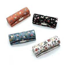 4 Pack Ladies Floral Lipstick Case Holder Travel Makeup Lipstick Case w/ Mirror