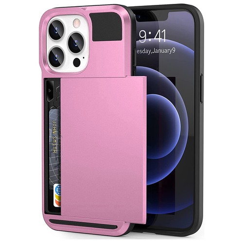 For iPhone 11 12 13 14 15 Slide Card Holder Case Hybrid Shockproof Wallet Cover - Picture 22 of 22