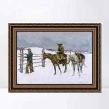 Framed Canvas Print Wall Art The Fall of the Cowboy, 1895 by Frederic Remington