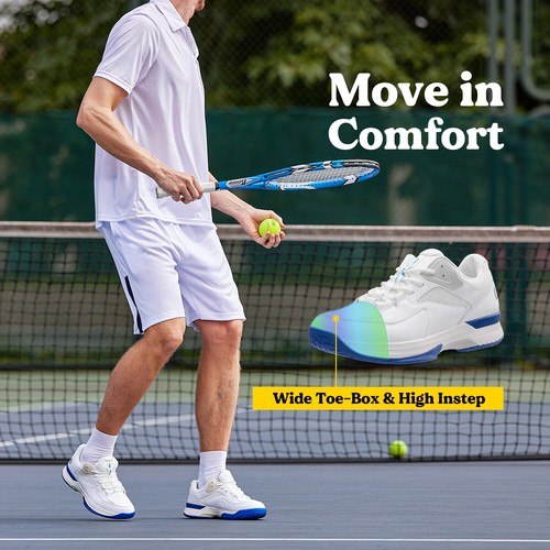 FitVille Men's Wide Pickleball Shoes All Court Tennis Shoes with Arch Support - Picture 49 of 54