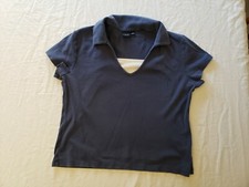 Sonoma Life Style Niebieski Damski T-shirt z kołnierzem Ze sztucznym bezrękawnikiem Under-Size L