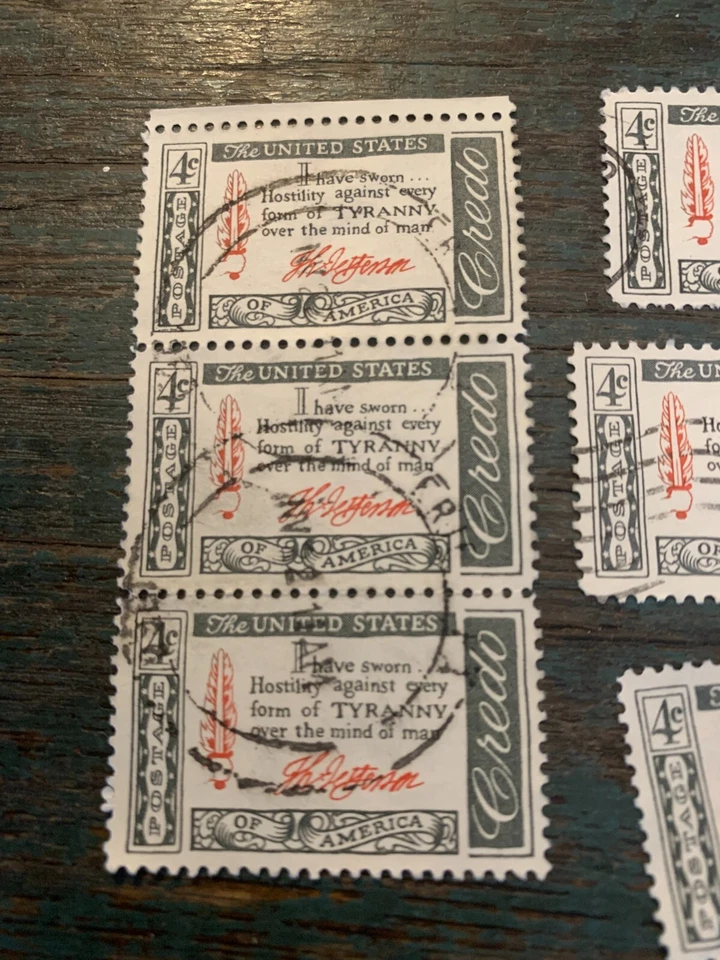 USA Stamp Stamped 4c Hostility Against Tyranny Edge Lot of 12 Used - Image 3 of 4