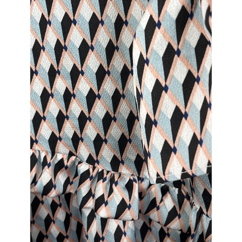 Missguided Dress Womens Long Sleeve Mini Sz 4 White Blue Ruffles Boho Small Work - Picture 13 of 13