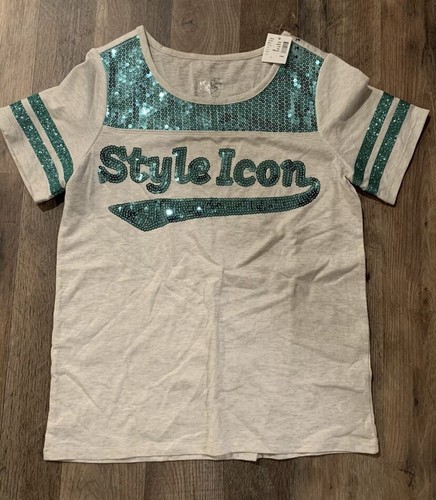 JUSTICE girls Style Icon sequined t-shirt size 14