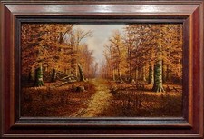 William McKendree Snyder-Autumn Path through a Southern Indiana Beech Trees-Oil 