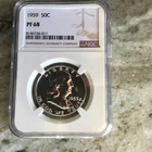 1959 P NGC PF68 PROOF BEN FRANKLIN HALF DOLLAR 50c 90% SILVER WHITE LABEL