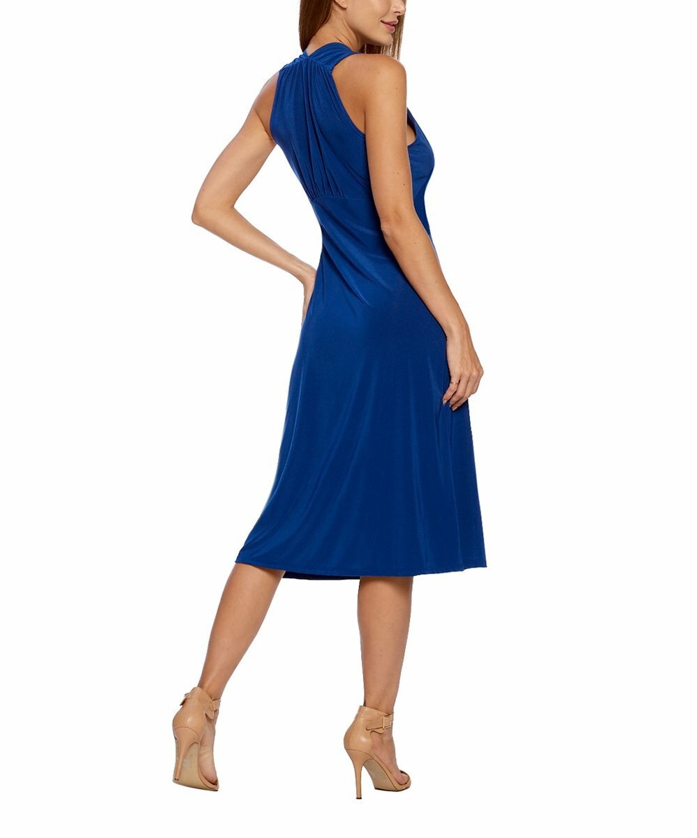 green emerald velvet dress Grecian Cut-Out Surplice High-Neck Tie Sleeveless Empire Waist Maxi Dress Coral / Xs