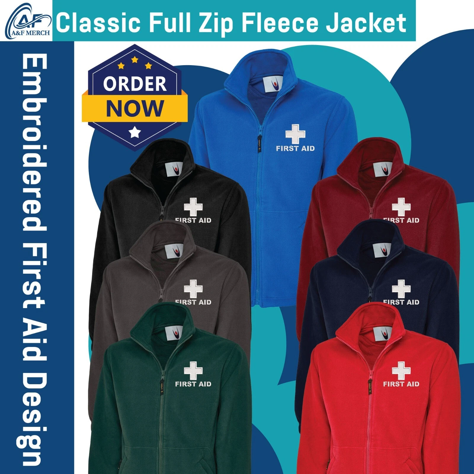 First Aid Embroidered Fleece Jacket Workwear Medical Health Care Hospital