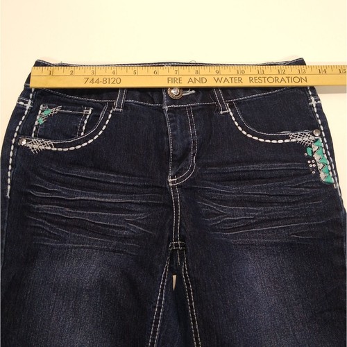 Squeeze Girls Denim Bermuda Shorts Size 14 Embroidered Details & Beaded Pockets - Picture 9 of 11