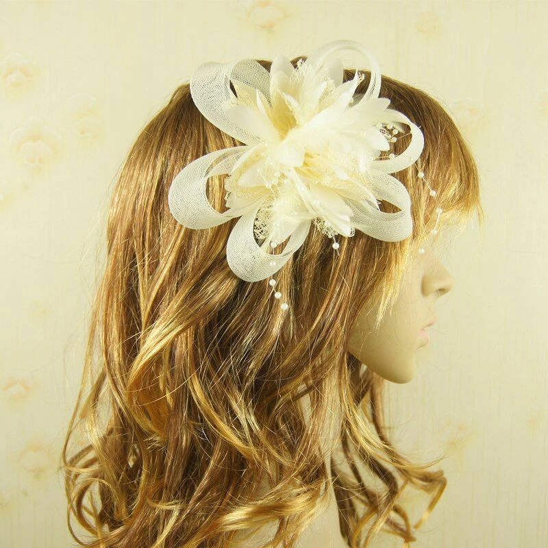 1 pieza Nupcial Pluma Fascinador Tocado Novia Cóctel Pinza para el Pelo Prendedores Mujeres Boda Foto 4 de 4