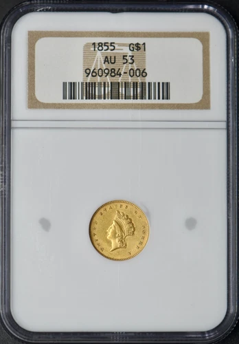 1855 $1 Gold Indian Princess - NGC AU53 - Old Holder - ✪COINGIANTS✪