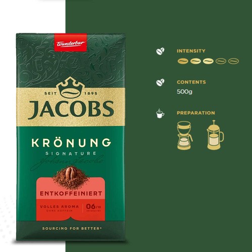 Jacobs Kronung Decaf Ground Coffee 17.6oz/500g - Picture 3 of 3
