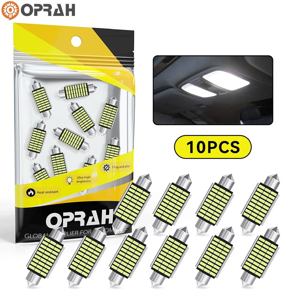 10PCS 36mm 3014 Super Bright White LED Car Interior Dome Light Festoon Bulbs 12v