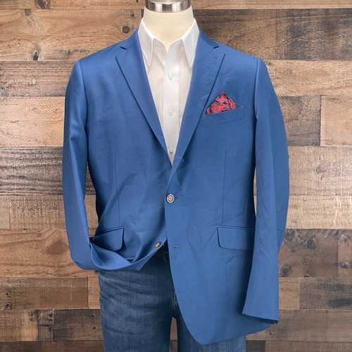Indochino Wool Sport Coat Mens 42R Blue Blazer Suit Jacket 2 Button Casual - Picture 2 of 13