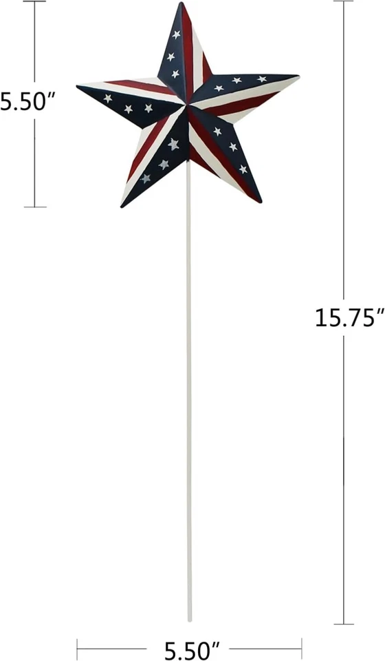 Патриотическая звезда сад колья набор из 4, 3D декоративный металлический сарай звезды двор искусства - Изображение 2 из 4