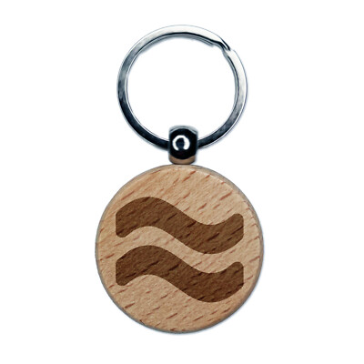 Approximately Equal To About Math Symbol Engraved Wood Round Keychain Tag Charm