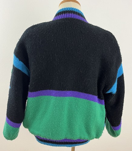 Vintage 80s 90s Young Gallery Girl's M 10/12 Acrylic Knit Cardigan Sweater Puffy - Picture 4 of 7