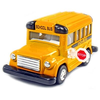 KiNSMART 4'' Die Cast Metal Short School Bus with Pullback Action 