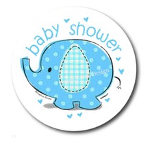 Blue Elephant Baby Shower Favors Scrapbook Stickers Labels Envelope Seals
