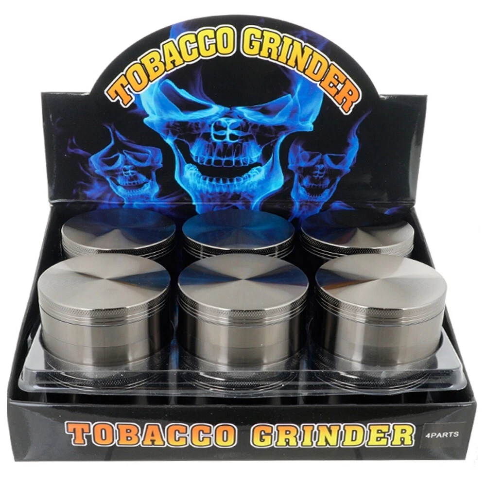 12 PACK 2.4" Tobacco Herb Grinder Spice 4PC Gunmetal Chromium Alloy Crusher
