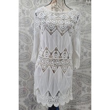 Crochet Guaze Beachy boho dress swim cover up Resort Wear Vacation Size small