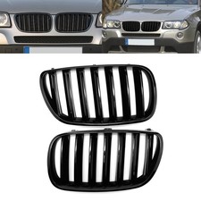 Paar Grill Kühlergrill Glanz Schwarz Nieren Einzellinien Für BMW E83 X3 07-10