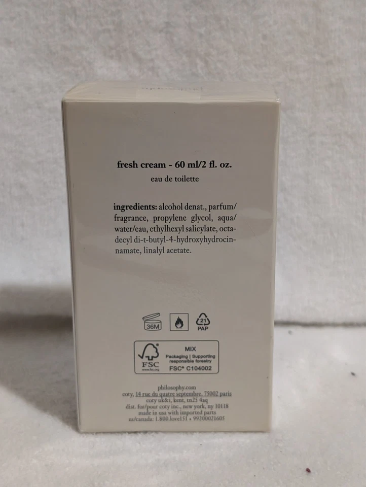 Philosophy Fresh Cream Eau de Toilette 2 OZ Nuevo Sellado. Foto 2 de 2