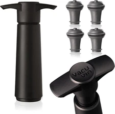 Wine Saver Pump with 4 Vacuum Stoppers Black Preserver Keeps Wine Fresh
