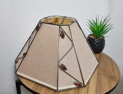 VINTAGE Perlen Platte Kunststoff Lampe Lampenschirm eckig Empire Retro Kitsch Boho
