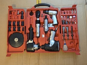 Mastergrip Model# 480209 - Pneumatic Air  Tool Set  W/Red Hard Case. READ