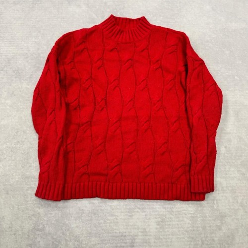 Pull tricoté abstrait Lands' End tricot câble à motifs pull femme S (8-10)