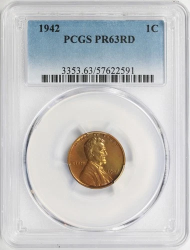 1942 Proof 1c Lincoln Wheat Cent PCGS PR63RD