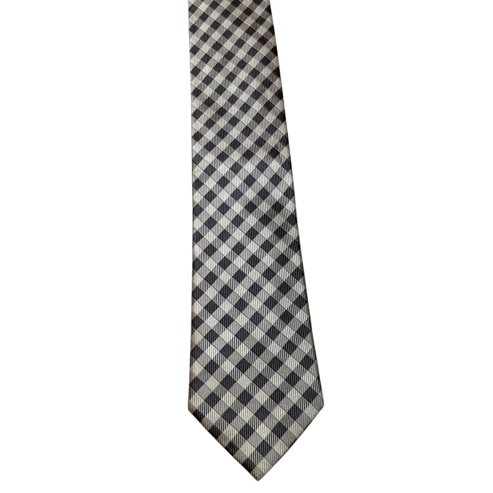 Corbata de Seda DONALD TRUMP President Signature Collection A CUADROS GRIS/BLANCO USADA EN EXCELENTE ESTADO Foto 2 de 3